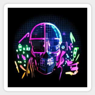 Retro Wave Skull Sticker